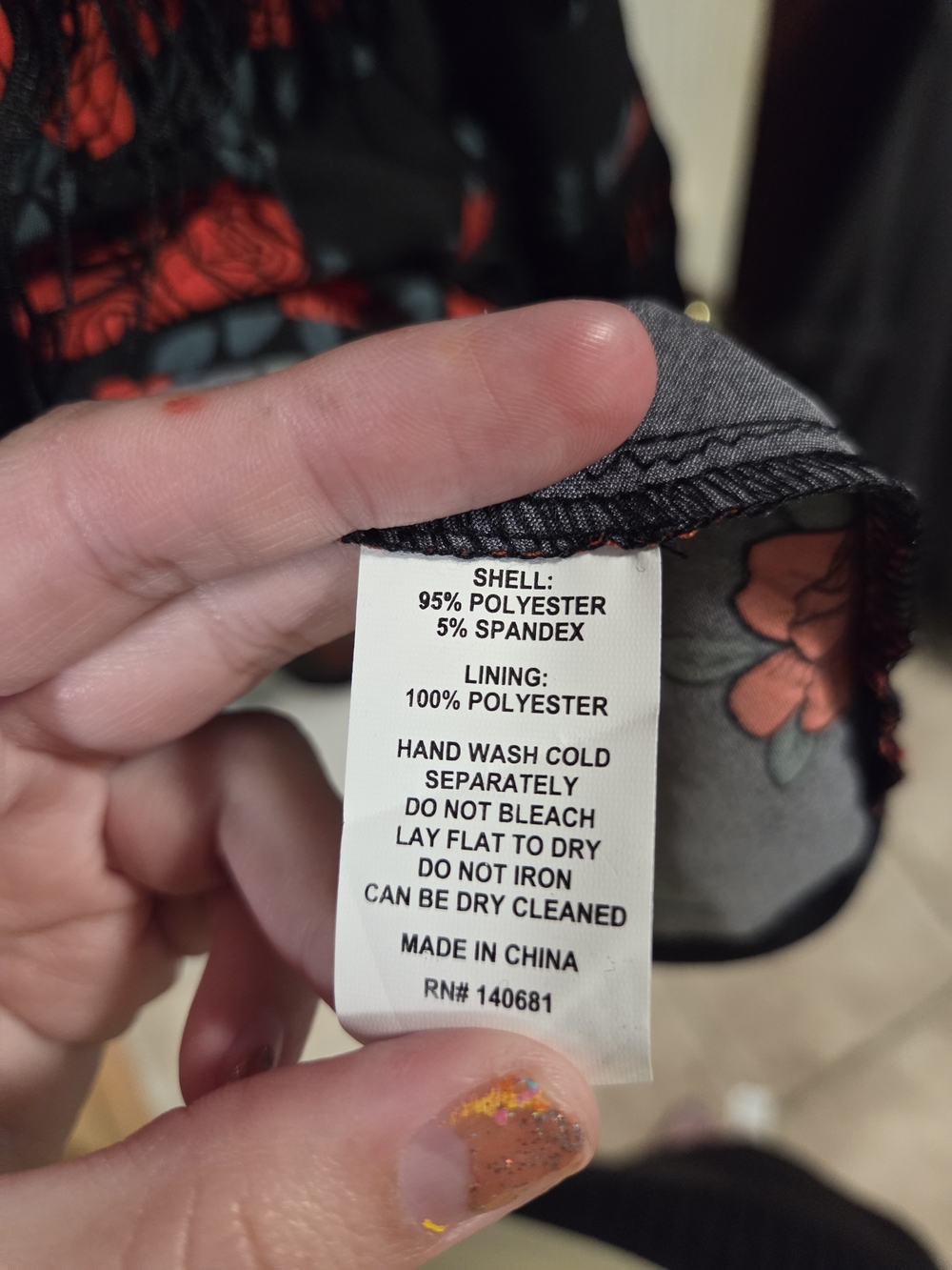 MISSING STRAPS- READ BELOW-Unique Vintage Black Floral Swing Midi Dress- Size 1x - Picture 10 of 10
